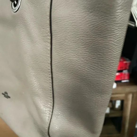 Coach Gray Leather Tote with Chain Handles and Turnlock - Picture 6 of 16